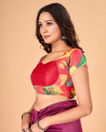 Trending Red Art silk Padded Stitched Blouse