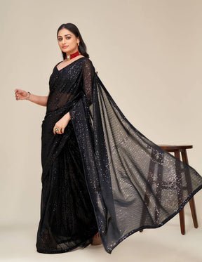 Black Georgette Sequins Saree with Banglori Blouse