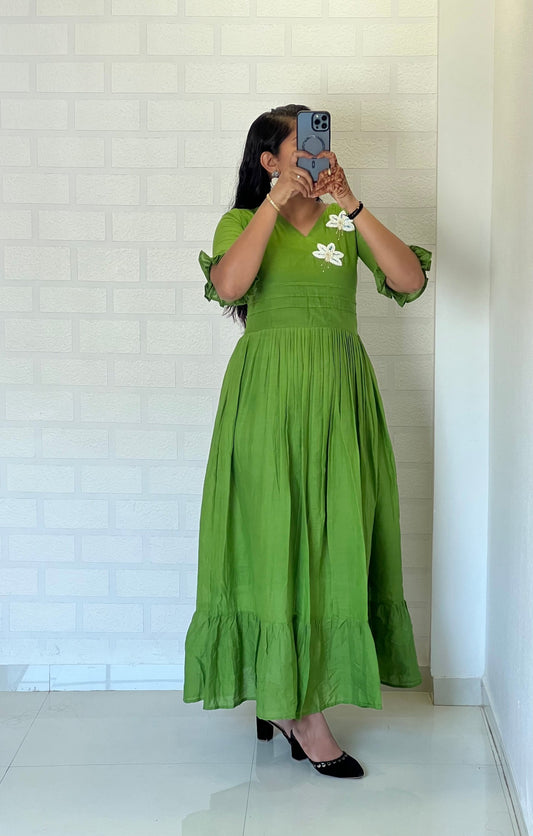 Amazing Green Color Hand Maggam Work Kurti