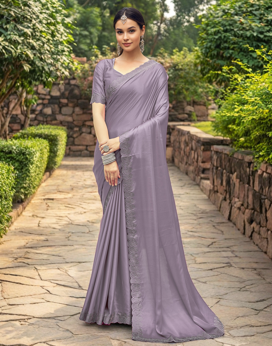 Rangoli Silk Siroski Work Party Wear Saree (Lavender)
