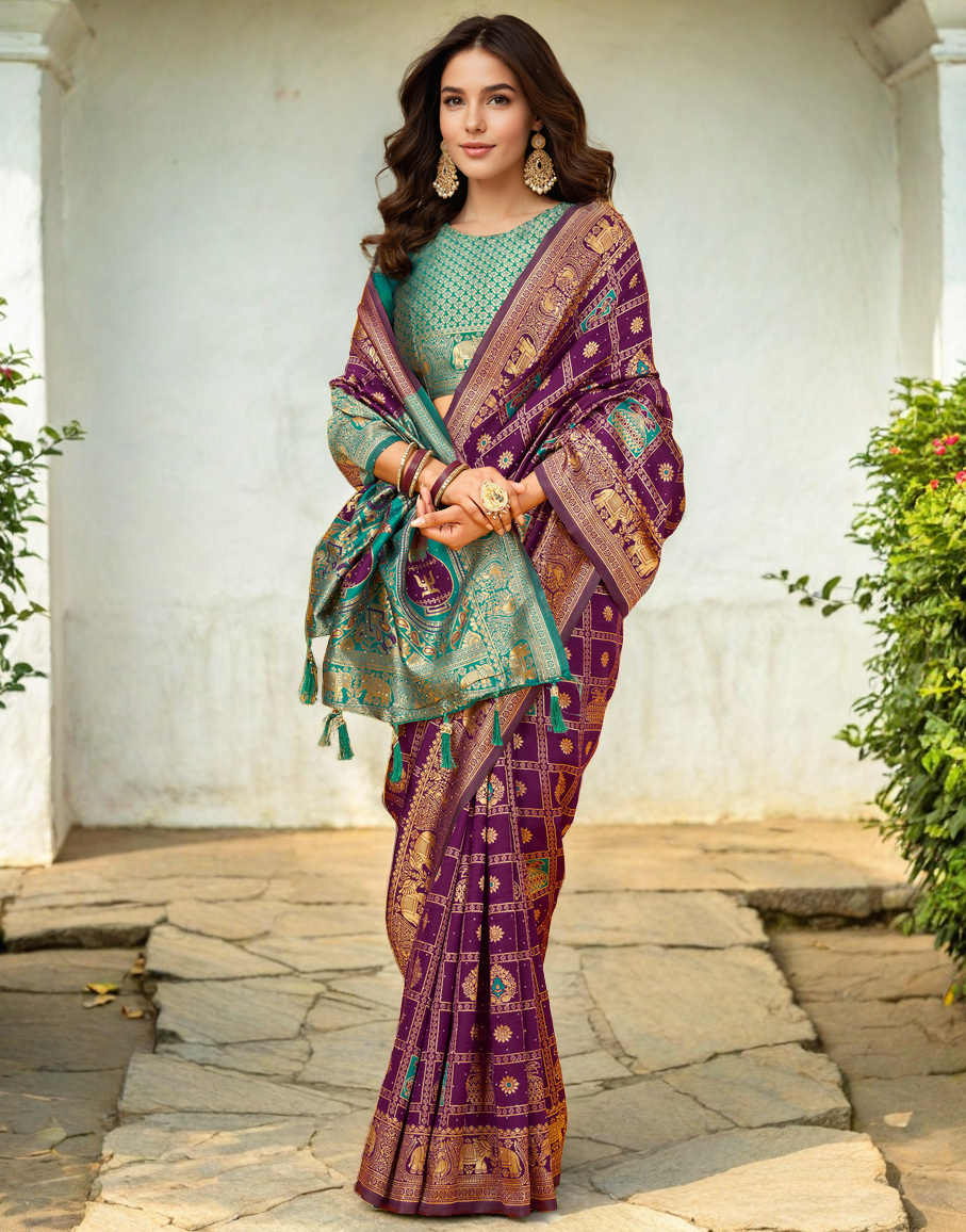 Magenta Color Silk Weaving Work Paithani Designer Saree