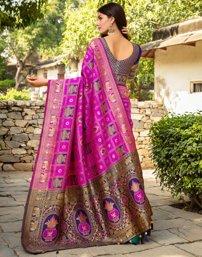 Pink Color Silk Weaving Work Paithani Designer Saree