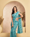 Ready-to-Wear Saree – Aqua Linen with Pocket | Vastraan