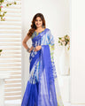 Ready-to-Wear Saree – Blue Linen | Vastraan