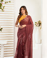 Ready-to-Wear Saree – Brown Linen | Vastraan