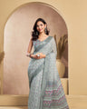 Ready-to-Wear Saree – Grey Linen  | Vastraan