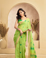 Ready-to-Wear Saree – Green Linen with Pocket | Vastraan