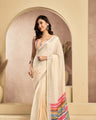 Ready-to-Wear Saree – Beige Linen with Pocket | Vastraan