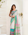 Ready-to-Wear Saree – White Linen | Vastraan