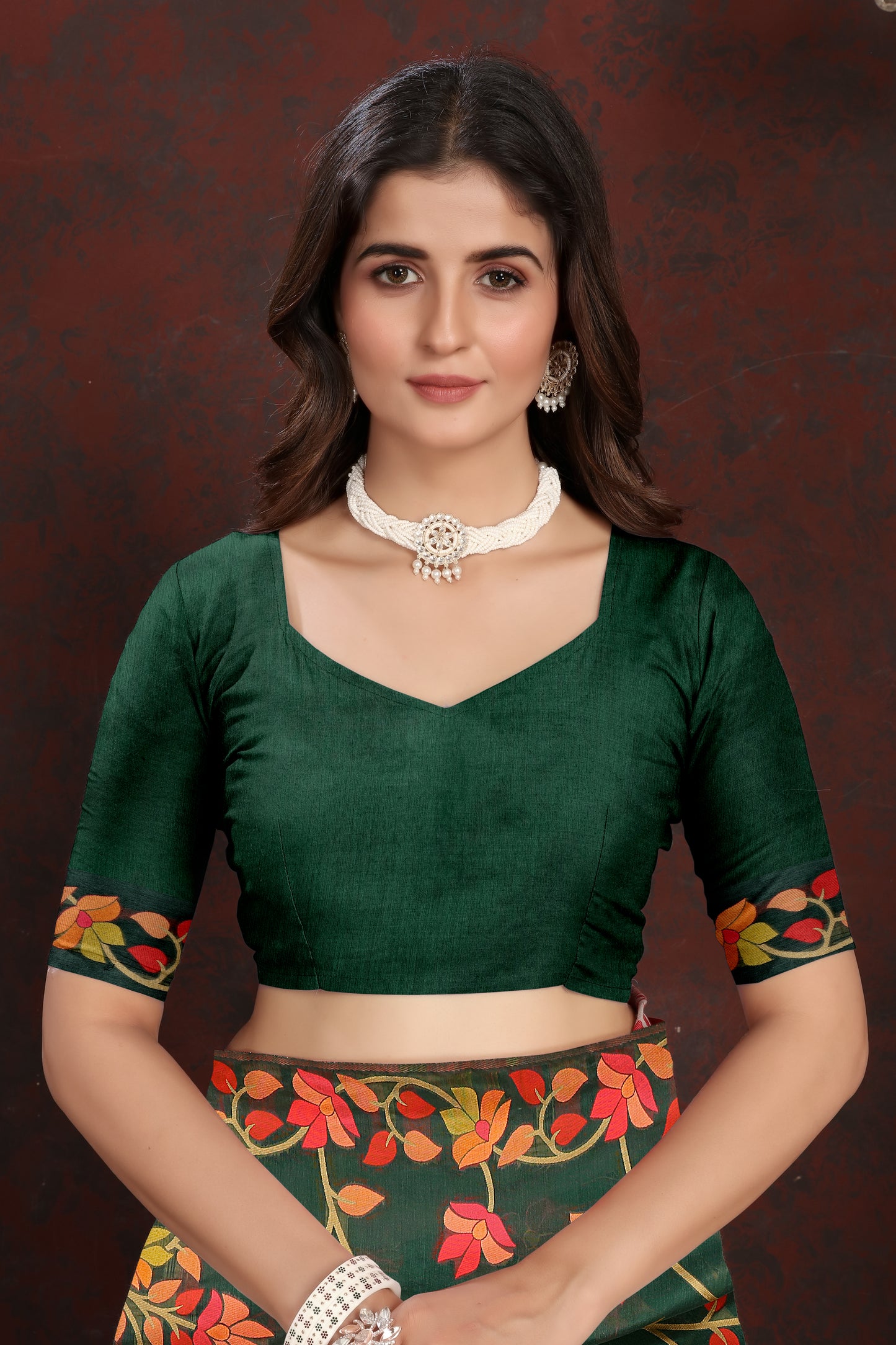 Green Color Soft Cotton Jamdani Saree
