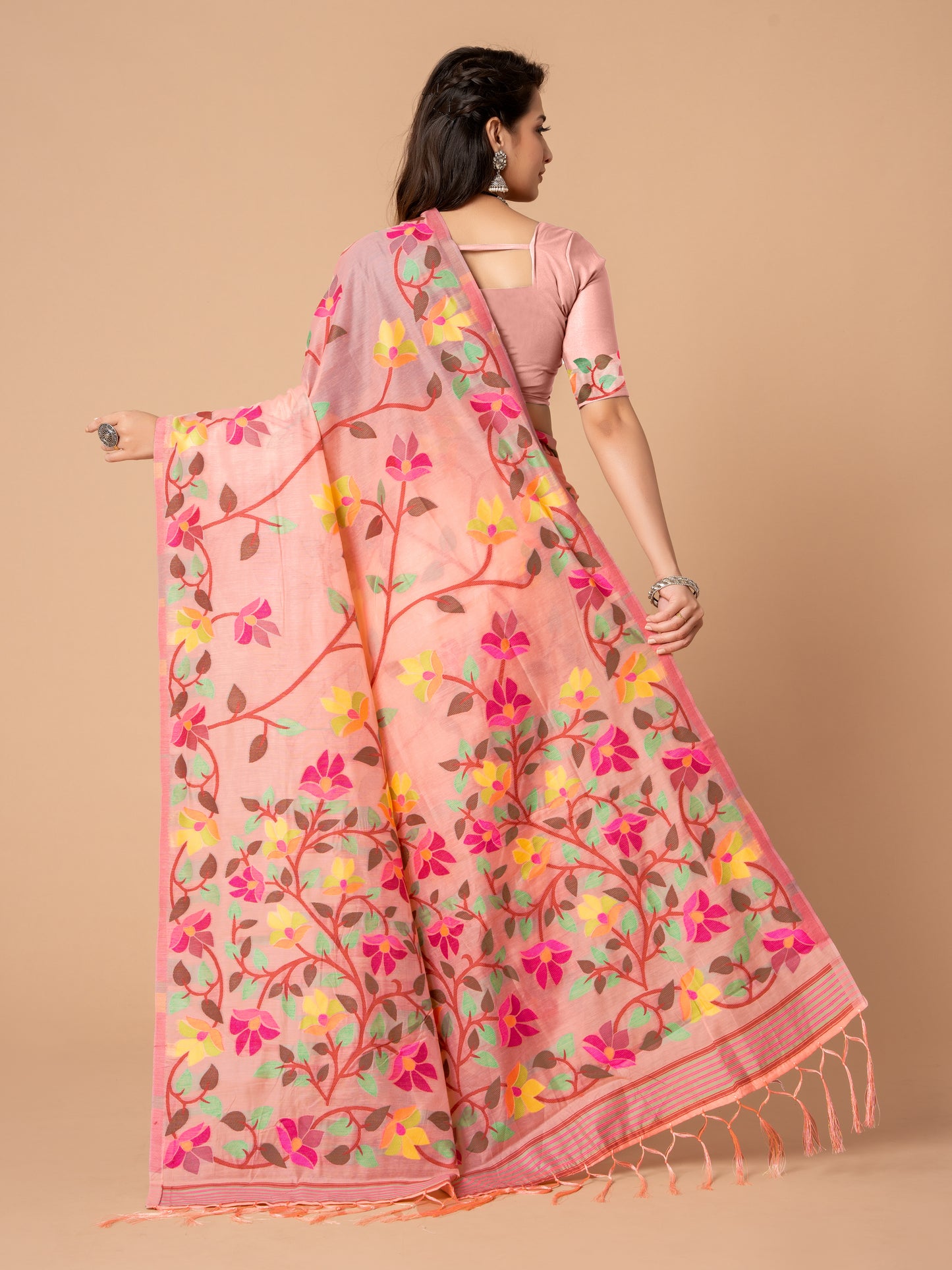 Amazing Pink Color Cotton Jamdani Saree