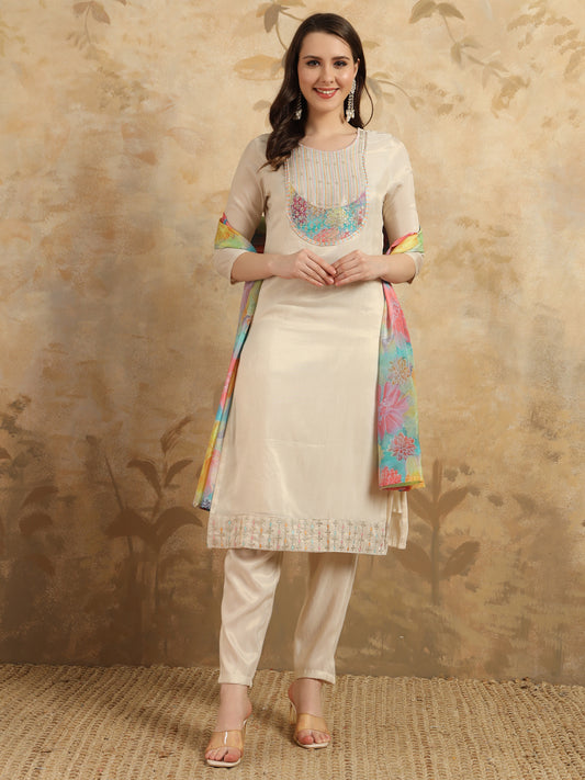 New Off White Color Viscos Simar Casual Kurti pant Set