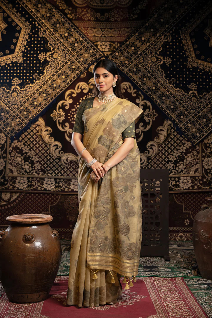 Light Brown Soft Cotton Jamdani Saree