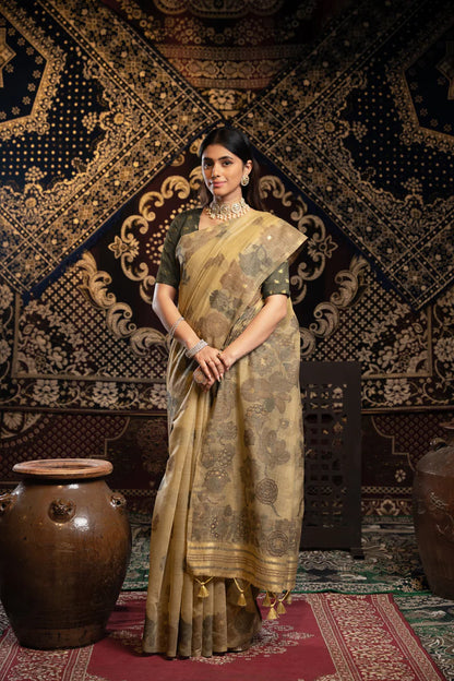 Light Brown Soft Cotton Jamdani Saree