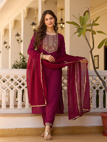 Maroon Color Rayon Designer  Kurti Pant Set