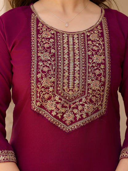 Maroon Color Rayon Designer  Kurti Pant Set