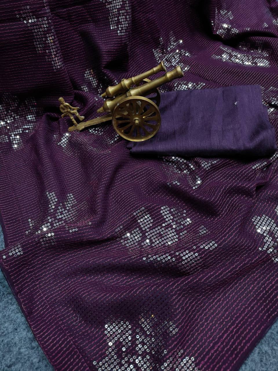 Magenta Gorgeous Georgette Saree with Piping & Crochet