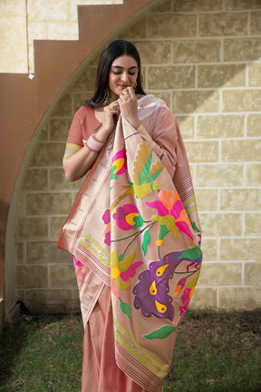 Maroon Silk Paired With Intricate Paithani Motifs Saree