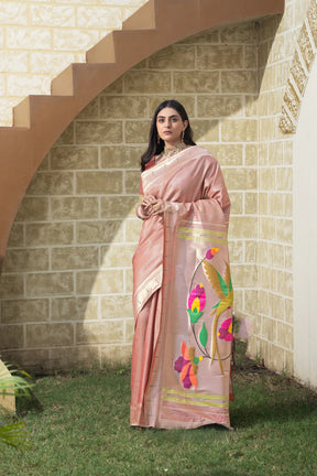 Maroon Silk Paired With Intricate Paithani Motifs Saree