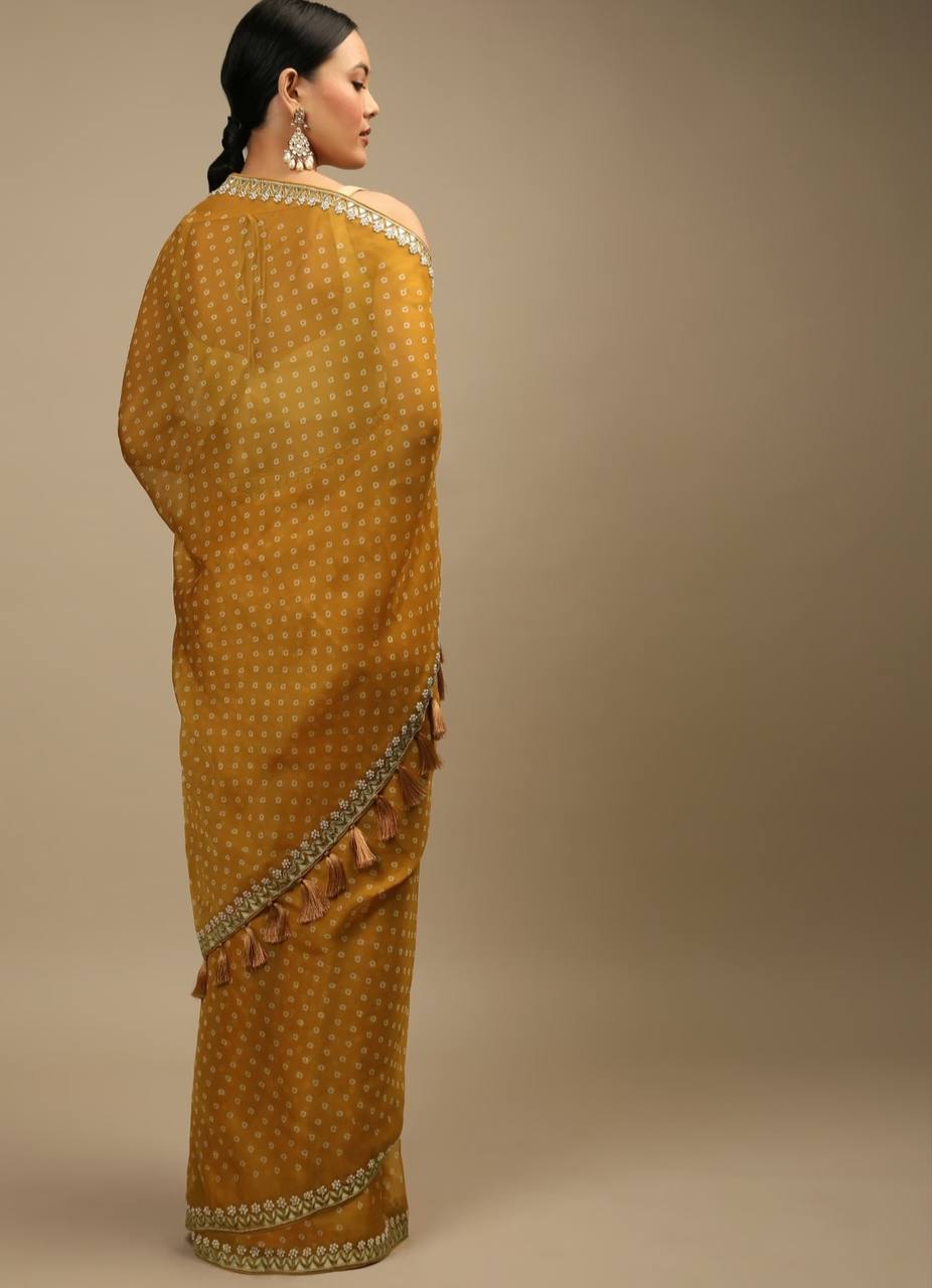 Mustard Chinon Silk with Sequence Flair