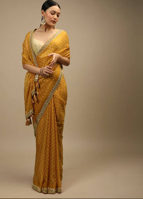 Mustard Chinon Silk with Sequence Flair