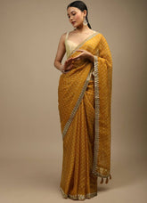 Mustard Chinon Silk with Sequence Flair