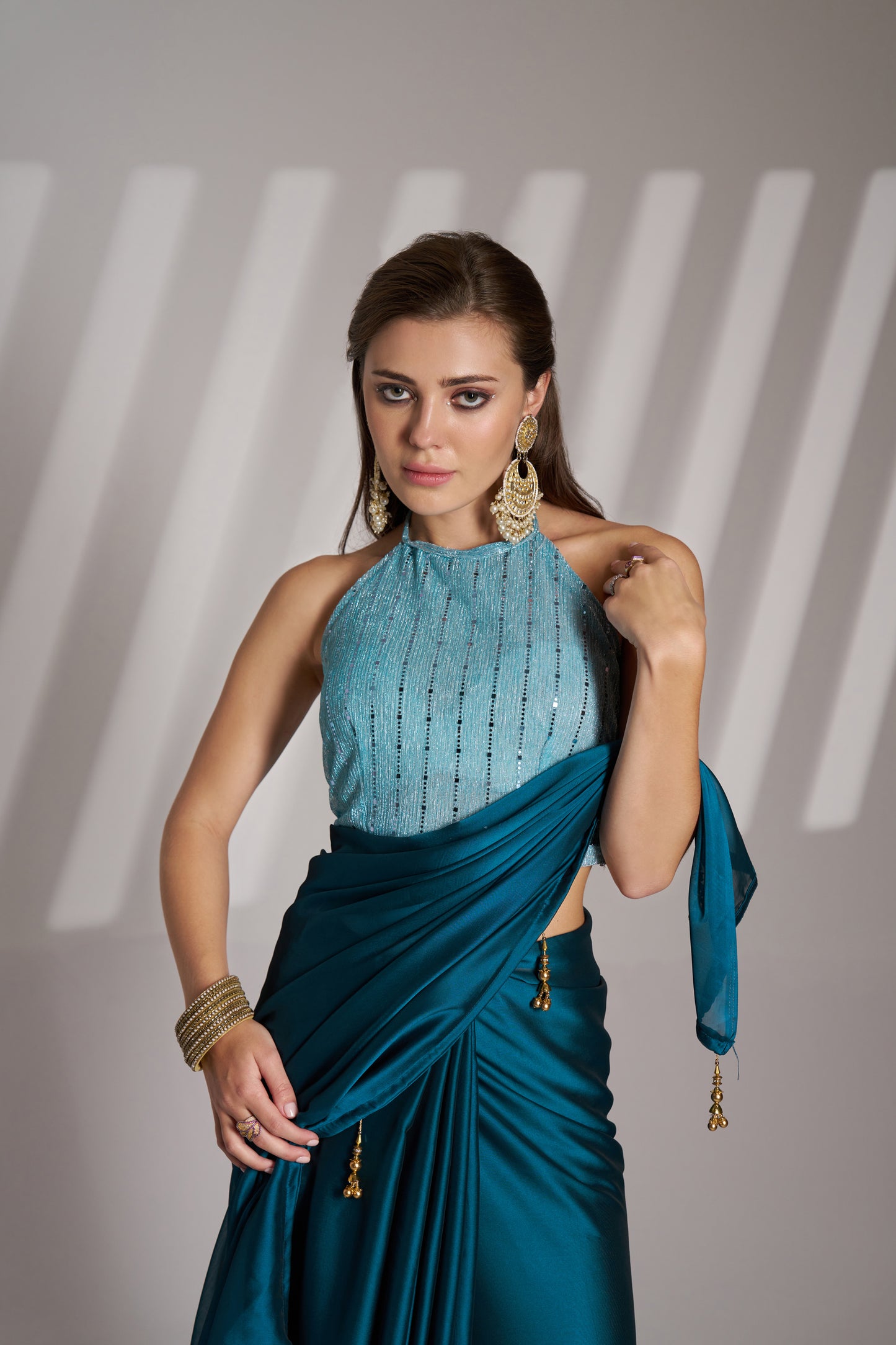 Blue Color Satin Rangoli Saree with Fancy Lace and Unstitched Blouse – Party & Festive Wear