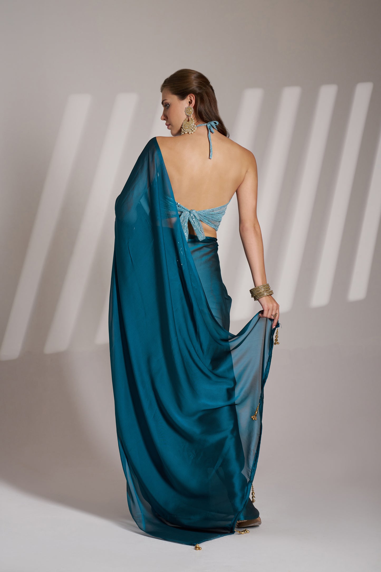 Blue Color Satin Rangoli Saree with Fancy Lace and Unstitched Blouse – Party & Festive Wear