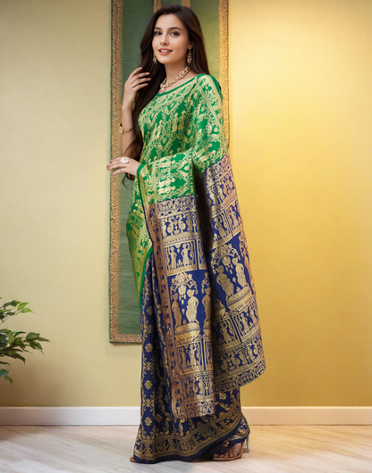 Gorgeous Green Color Silk Paithani Saree