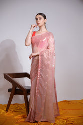 Peach Silk & Sequin Symphony Saree