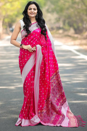 Pink Banarasi Soft SILK Saree