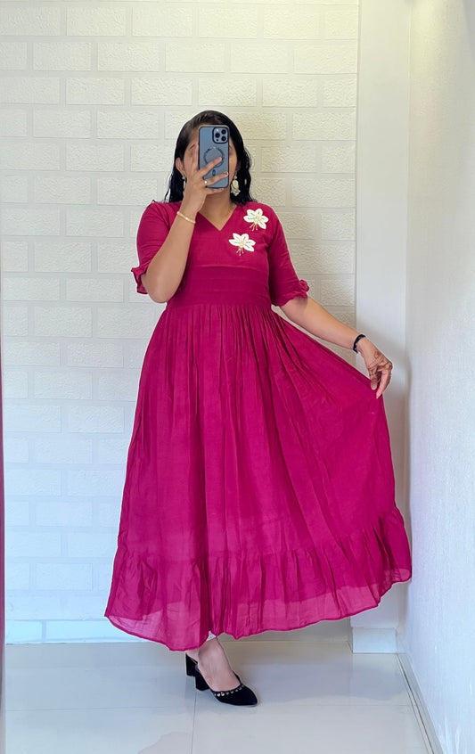 Amazing Pink Color Hand Maggam Work Kurti