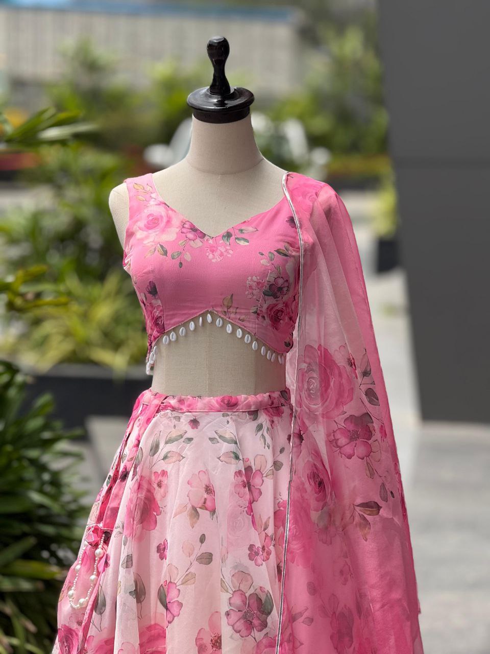 Party Wear Lehenga Choli – Pink Pure Organza | Vastraan