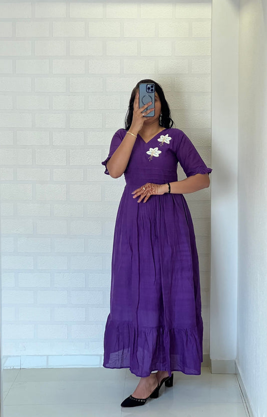 Amazing Purple Color Hand Maggam Work Kurti