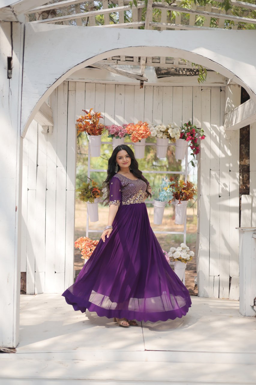 Purple Color party wear Ready made Gown