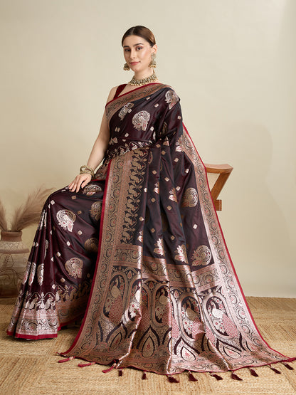 Premium Soft Silk  Saree with Rich Zari Work (Maroon)