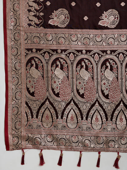 Premium Soft Silk  Saree with Rich Zari Work (Maroon)