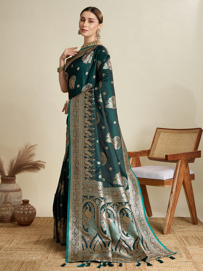 Premium Soft Silk  Saree with Rich Zari Work (Rama)