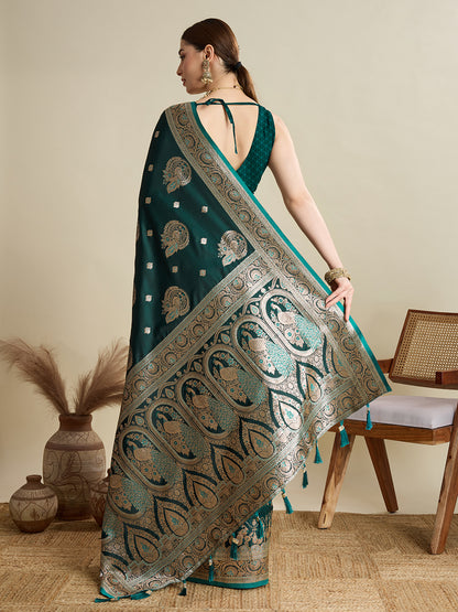 Premium Soft Silk  Saree with Rich Zari Work (Rama)