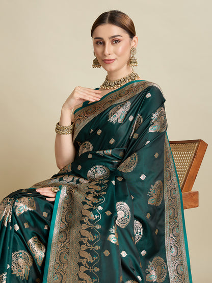 Premium Soft Silk  Saree with Rich Zari Work (Rama)