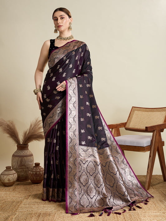 Designer Silk Saree with Rich Zari Weaving & Tassel Pallu (Magenta)