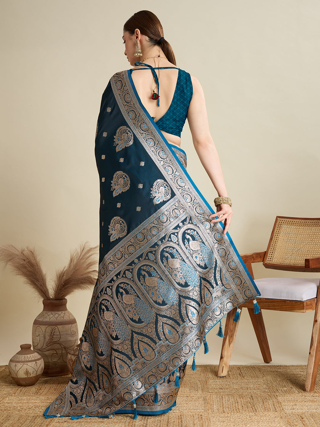Premium Soft Silk  Saree with Rich Zari Work (Blue)