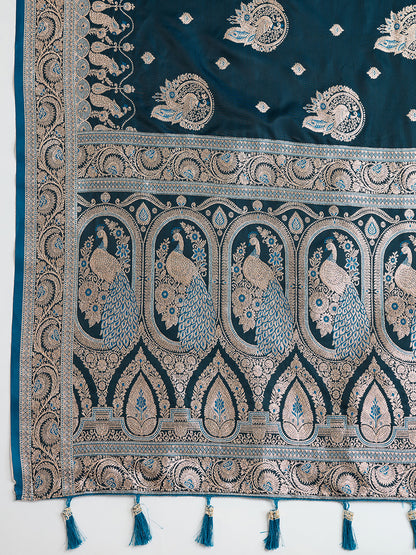 Premium Soft Silk  Saree with Rich Zari Work (Blue)