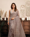 Ready-to-Wear Saree – Brown Linen with Pocket | Vastraan