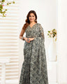 Ready-to-Wear Saree – Grey Linen with Pocket | Vastraan