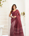 Ready-to-Wear Saree – Maroon Linen with Pocket | Vastraan