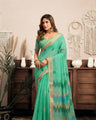 Ready-to-Wear Saree – Mint Green Linen with Pocket | Vastraan