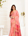 Ready-to-Wear Saree – Peach Linen with Pocket | Vastraan