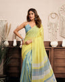 Ready-to-Wear Saree – Yellow Linen with Pocket | Vastraan