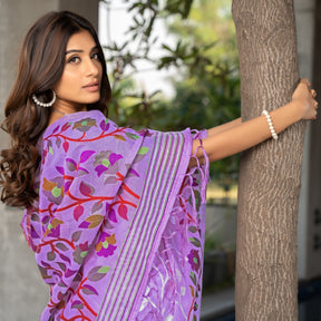 Claasic Ruhani Lavender Color Cotton Jamdani Saree